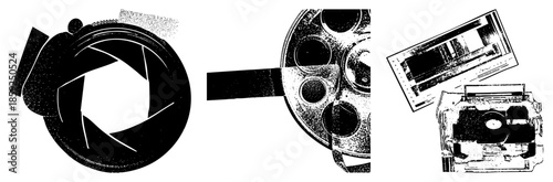 camera aperture shutter film reel and camera body vector