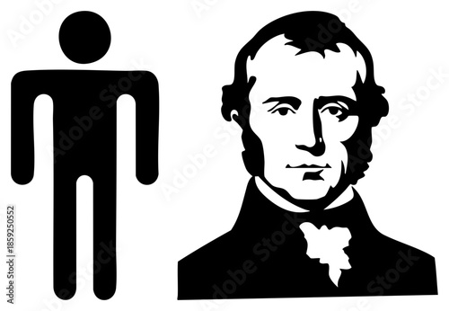 man and historical portrait bust