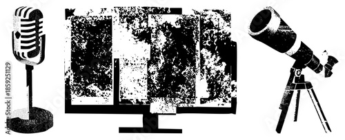 microphone telescope vintage vector