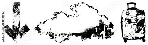 downward arrow cloud suitcase