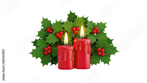 Christmas Holly and Candles