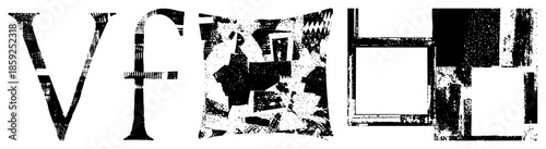 abstract typography letters with glitch texture