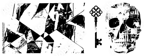 skull key abstract geometric