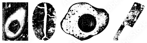 avocado slice coffee bean fried egg cleaver