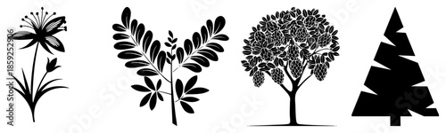 botanical vector black silhouette set
