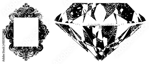 ornate frame and diamond vector set