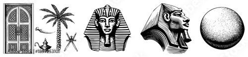 Egyptian and Arabian motifs vector set