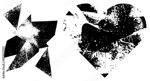 broken heart and star vector