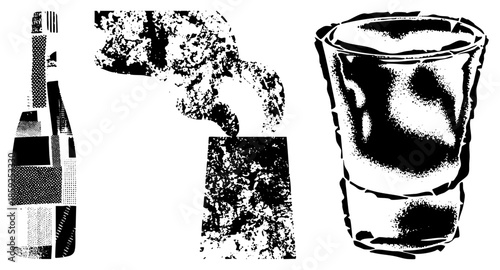 alcohol bottle pouring into glass