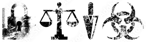 security lock justice scale biohazard symbol vector