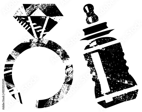 engagement ring and baby bottle vector