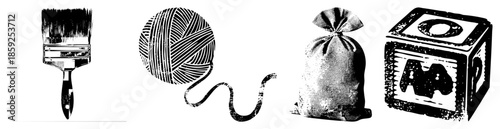 paintbrush yarn sack cube