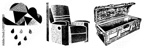 abstract geometric rain cloud chair chest