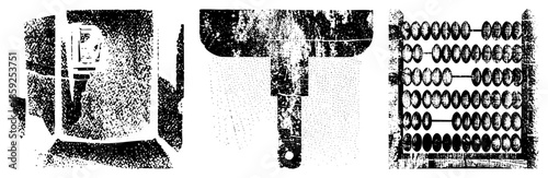 three vintage computing tools vector illustration