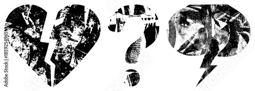 Broken heart question mark lightning bolt