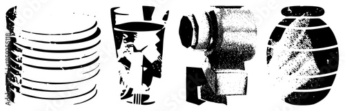 four stylized industrial containers vector