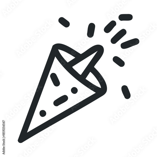 Festive party popper icon for celebration events and happy occasions, perfect for invitations, greeting cards, and social media posts.