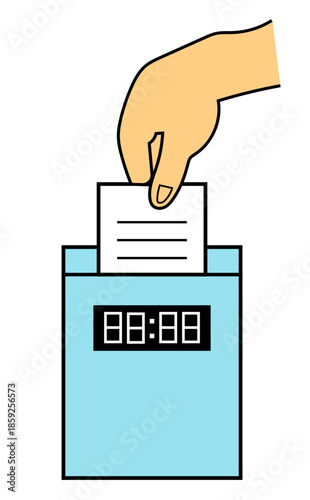 タイムカードを入れる手のイラスト