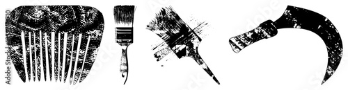 comb brush paintbrush vector set