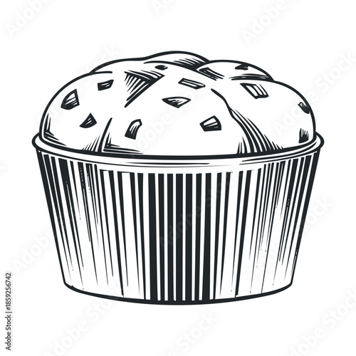 Delicious homemade baked muffin featuring a textured design perfect for cafe menus recipe books and food packaging to highlight confectionery treats