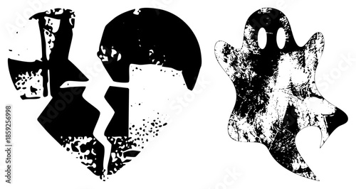 broken heart and ghost silhouette