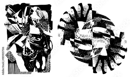 abstract human figures in high contrast graphic style