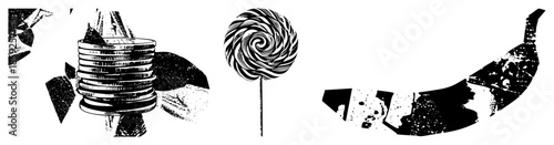 stacked coins lollipop broken candy