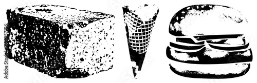 fast food black and white vector