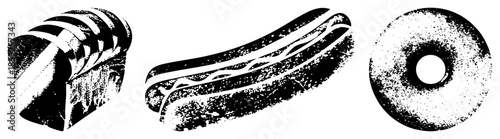 bread hotdog donut vintage vector