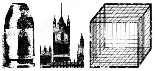 bullet big ben cage vector illustration