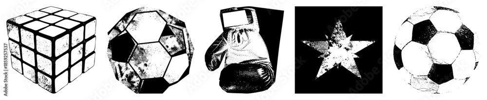 Obraz premium cube soccer ball boxing glove star soccer ball