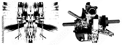 Abstract mechanical and distorted industrial machinery