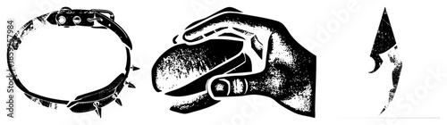 collar hand holding object dagger