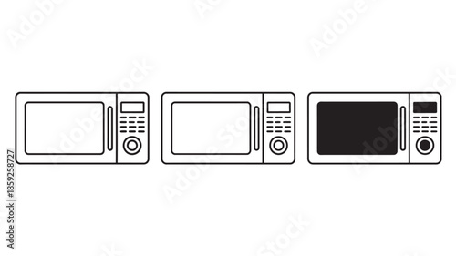 Kitchen appliance microwave oven symbol for home electronics and cooking UI flat line icon