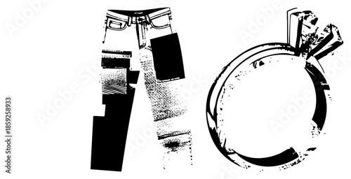 jeans and engagement ring vector illustration