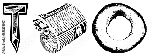 newspaper logo typography letter t and o and rolled newspaper