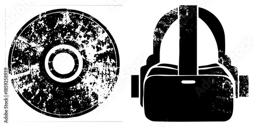 VR headset and disc vector