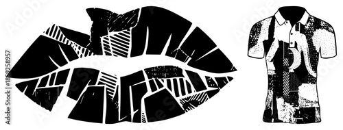 abstract lips and shirt graphic