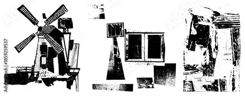 windmill window door abstract collage