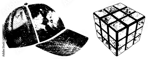 baseball cap and cube vector