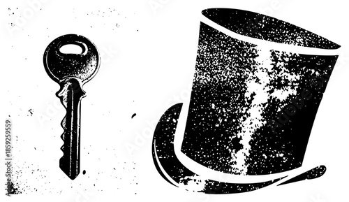 key and top hat vector illustration