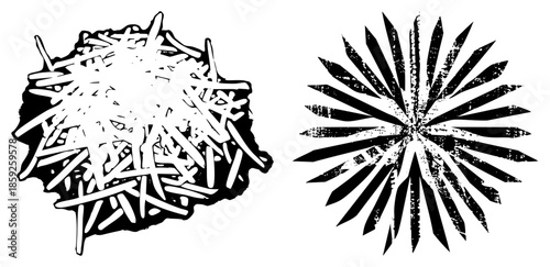 Abstract chaotic scribble and radial burst vector