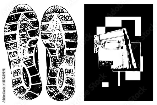 shoe soles and jeans vector illustration