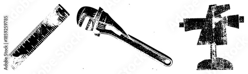 measuring tools and wrenches vector illustration