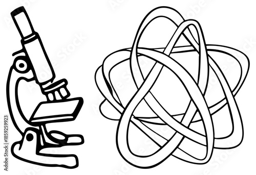 microscope and atom symbol vector illustration