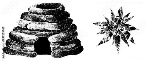 igloo and starburst vector illustration