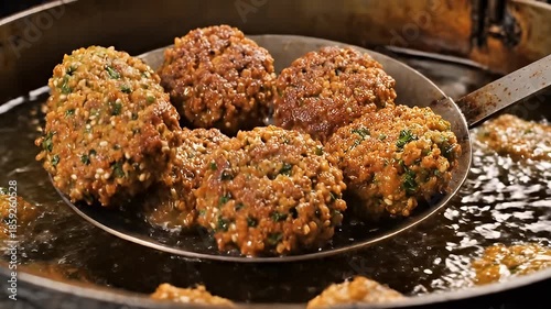 Deep Frying Falafel in Hot Oil.