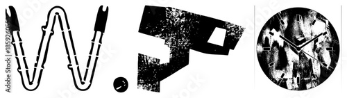 ice tongs wrench abstract clock vector