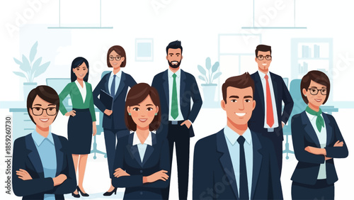 Diverse Corporate Business Team and Professional Office Staff Illustration