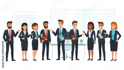 Diverse Corporate Business Team and Professional Office Staff Illustration